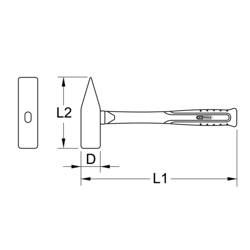 KS Tools BRONZEplus voorhamer met glasvezel steel 900 mm