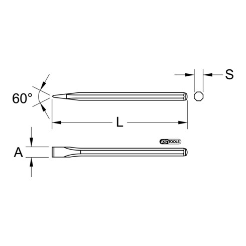 KS Tools burin plat 10mm x 150mm
