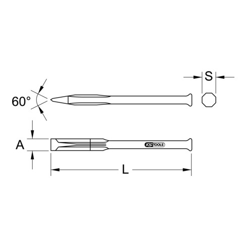 KS Tools Burin plat, rond, 250mm