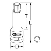 KS Tools Bussola 1/2" per bit multidente (XZN) per avvitatori ad impulsi, 75mm-5