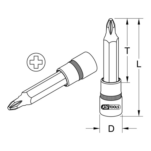 KS Tools Bussola per bit 1/2", lunga, PH