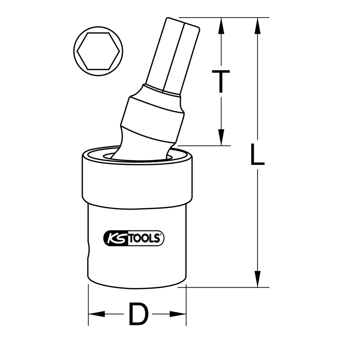 KS Tools Bussola per bit 1/2" per giunti sferici di potenza