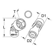 KS Tools Bussola poligonale 3/8" con snodo per trasmissione-2