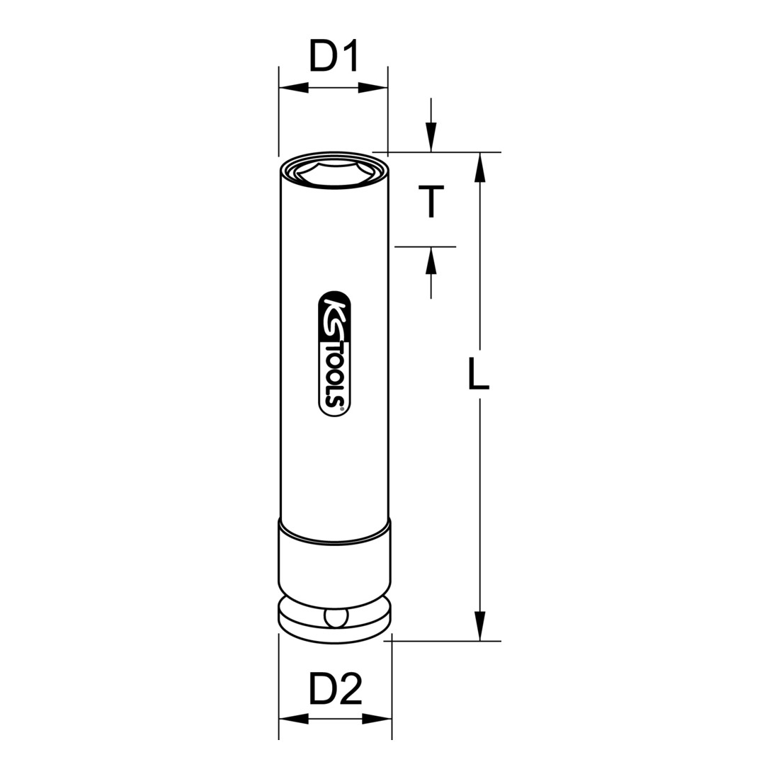 KS Tools Bussola profilo speciale 1/2" per avvitatore a impulso cerchi in alluminio per Hyundai/Kia, lunga MS21