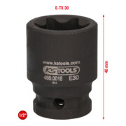 KS Tools Bussola speciale 1/2" per Mercedes, E30, corta 46mm