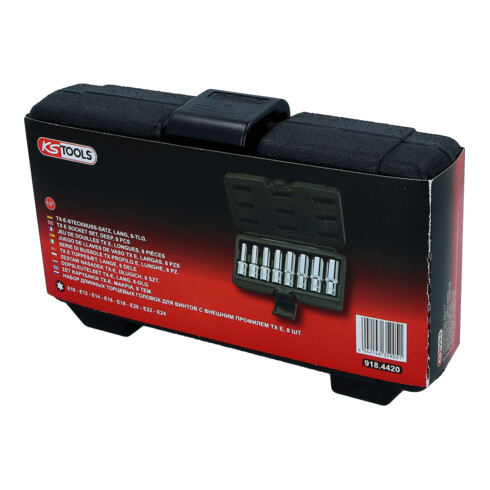 KS Tools Bussole CHROMEplus 1/2" TX-E, lunghe, 8pz.