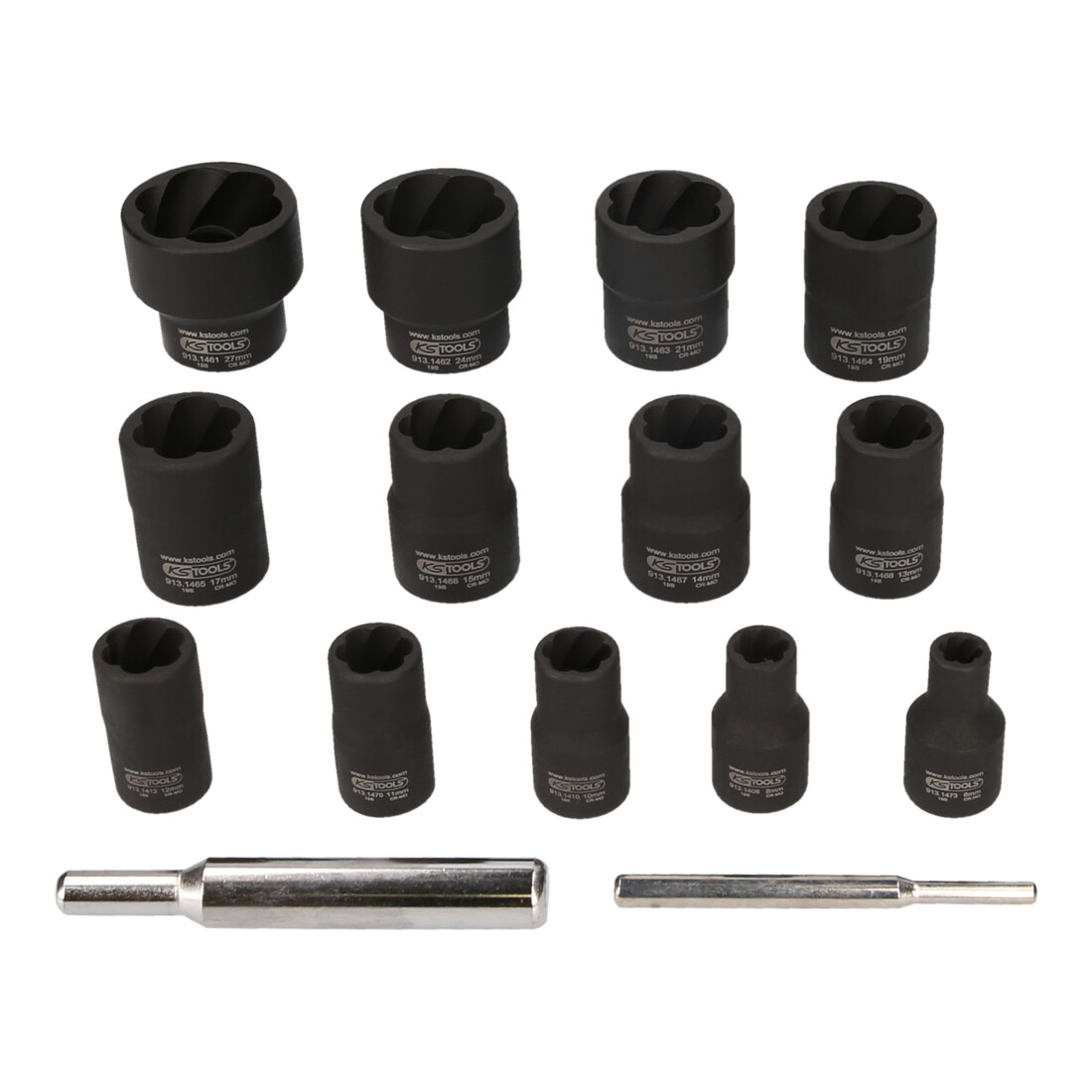 KS Tools Bussole con profilo a spirale 1/4"+1/2", 15pz.