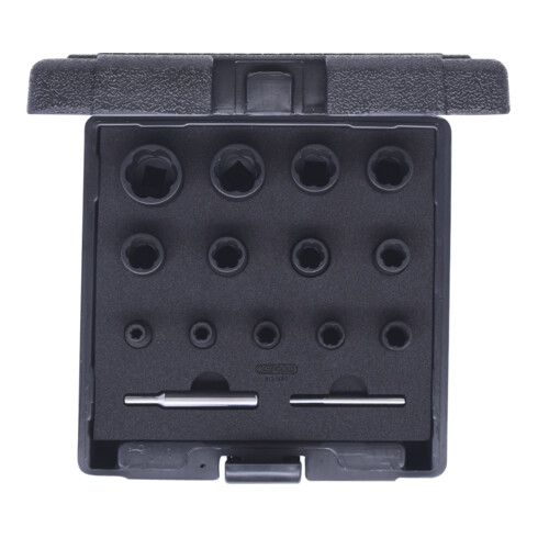 KS Tools Bussole con profilo a spirale 1/4"+1/2", 15pz.