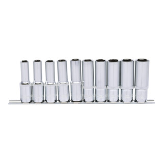 KS Tools Bussole esagonali 1/2" CHROMEplus, lunghe, 10pz., 10-19mm