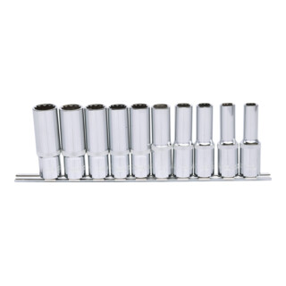 KS Tools Bussole poligonali 1/2" CHROMEplus, lunghe, 10pz., 10-19mm