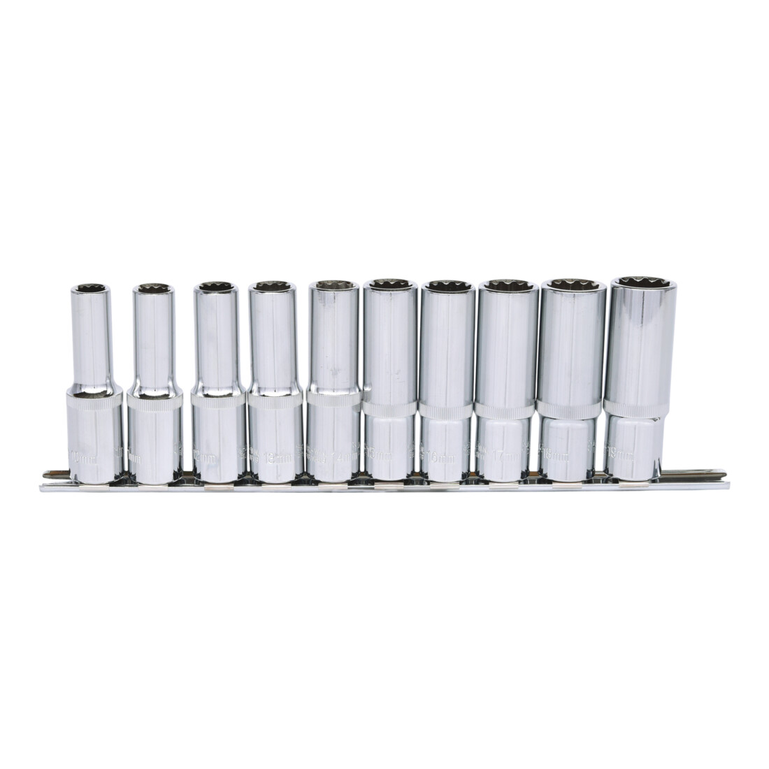 KS Tools Bussole poligonali 1/2" CHROMEplus, lunghe, 10pz., 10-19mm