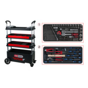 KS Tools Carrello portautensili/di montaggio BUTLER, pieghevole, abbassabile e chiudibile con 175 utensili di prima qualità
