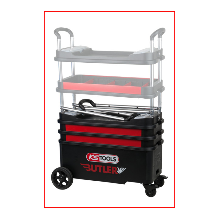 KS Tools BUTLER Werkzeugwagen / Montagewagen, klappbar, absenkbar und verschließbar