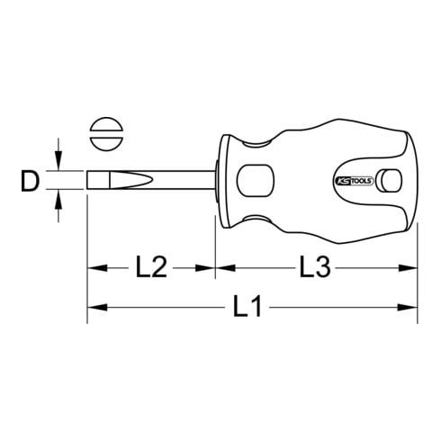 KS Tools Cacciavite a intaglio ERGOTORQUEplus, corto, 4mm