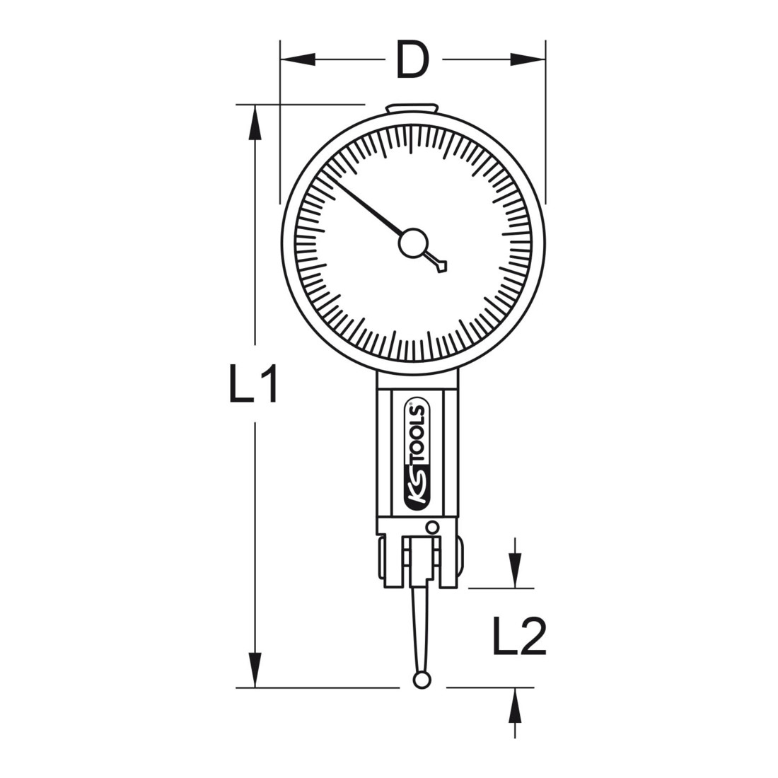 KS Tools Calibro a quadrante di precisione con impostazione dello zero 0-0,8mm