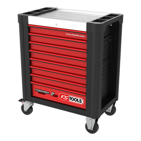 KS Tools Carrello da officina PERFORMANCEplus P10, nero/rosso,8 cassetti