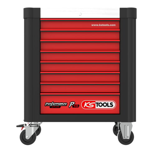 KS Tools Carrello da officina PERFORMANCEplus P10, nero/rosso,8 cassetti