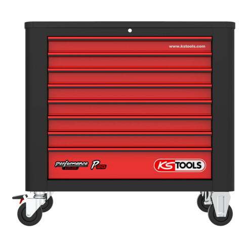 KS Tools Carrello da officina PERFORMANCEplus P20, nero/rosso, 8 cassetti