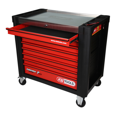 KS Tools Carrello da officina PERFORMANCEplus P30, nero/rosso, 8 cassetti