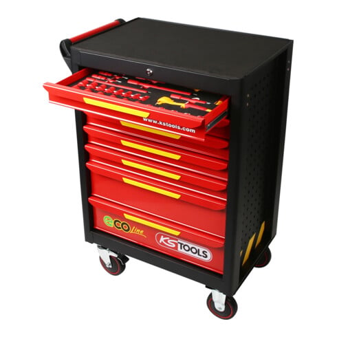 KS Tools Carrello portautensili ECOline con 42 utensili isolati per veicoli ibridi ed elettrici