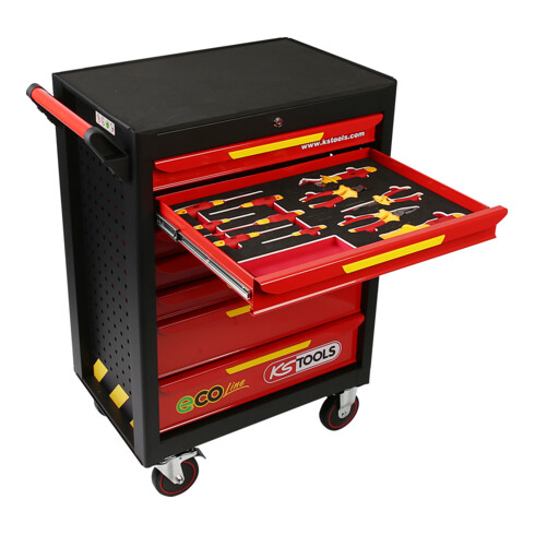 KS Tools Carrello portautensili ECOline con 42 utensili isolati per veicoli ibridi ed elettrici