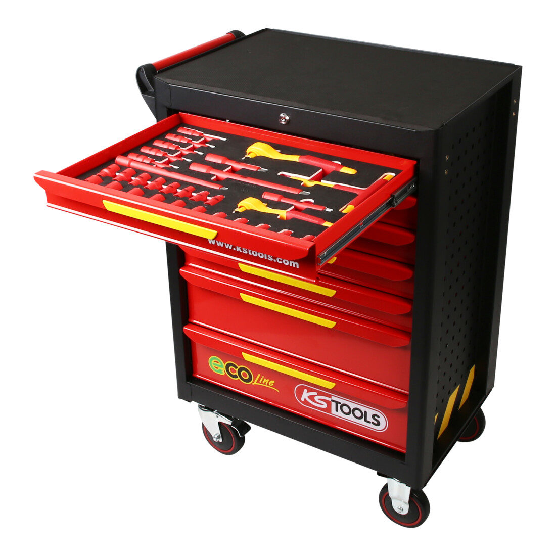KS Tools Carrello portautensili ECOline con 42 utensili isolati per veicoli ibridi ed elettrici