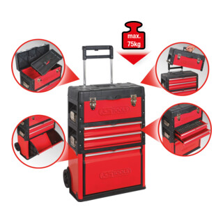KS Tools Cassetta degli attrezzi in lamiera di plastica mobile