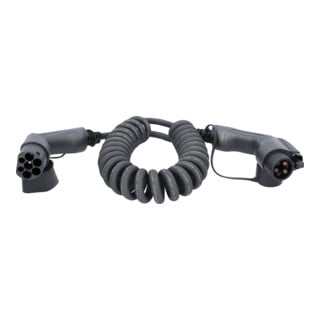 KS Tools Cavo di ricarica a spirale efuturo tipo 2 su connettore tipo 1, 1 fase, fino a 7,4 kW, 32A, 230V, modalità 3,5m