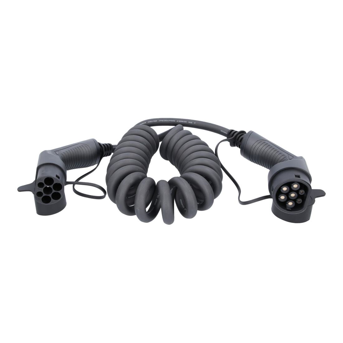 KS Tools Cavo di ricarica a spirale efuturo tipo 2 su connettore tipo 2, 3 fasi, fino a 22 kW, 32A, 400V, modalità 3,5m