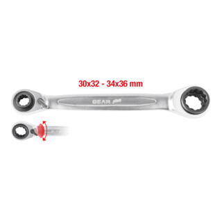 KS Tools Chiave a cricco doppia GEARplus 4in1 reversibile, 30x32x34x36mm
