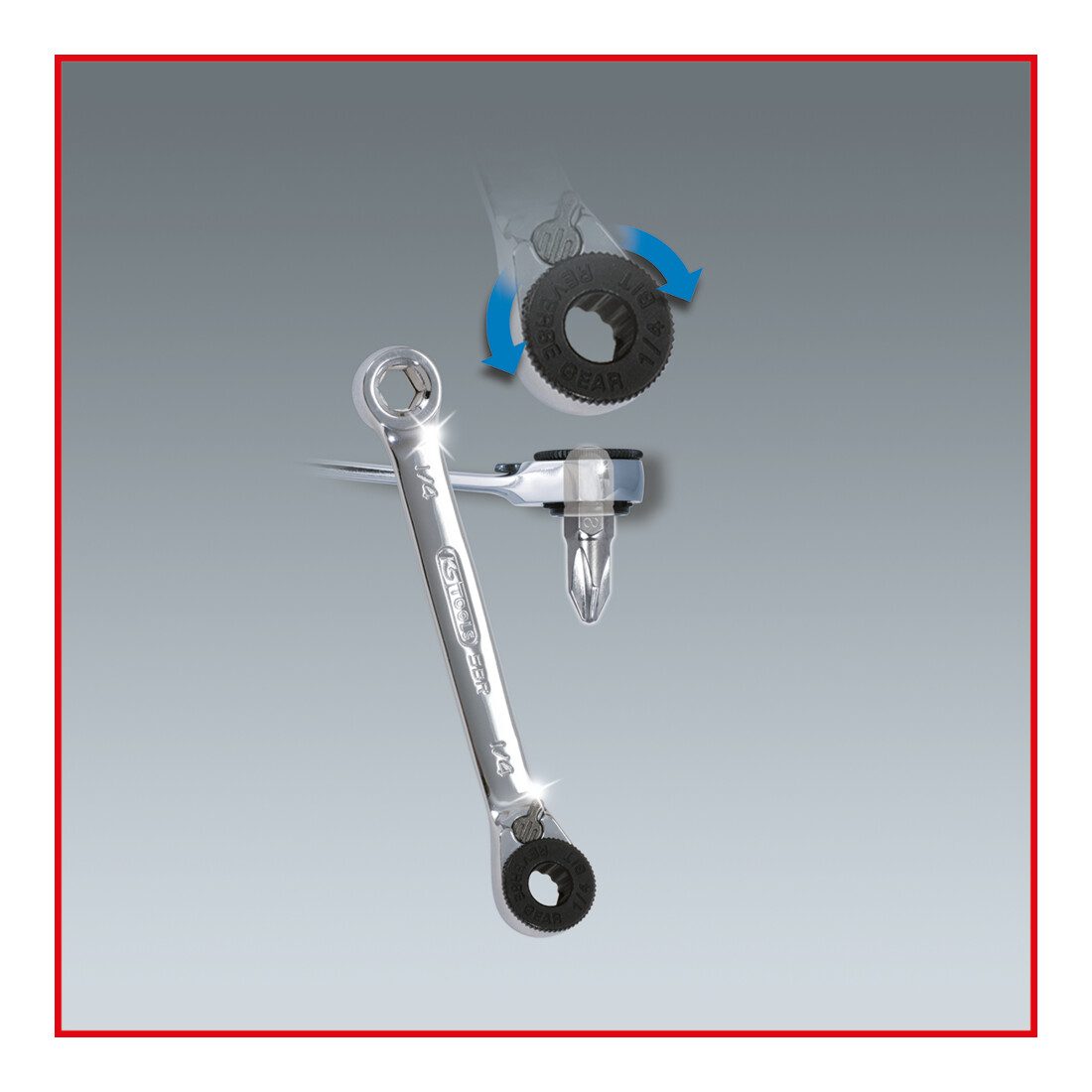 KS Tools Chiave a cricco GEARplus per mini bit, reversibile, pollici
