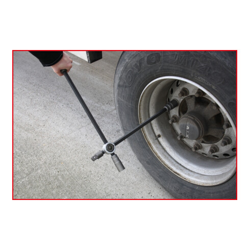 KS Tools Chiave a croce per bulloni ruote auto con snodo, 3/4"x24x27x32mm