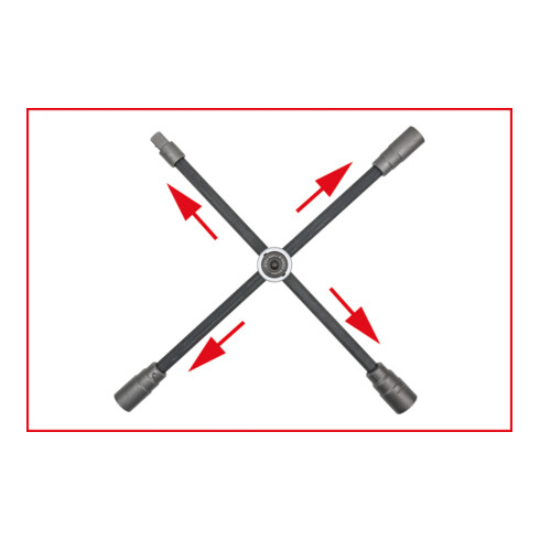 KS Tools Chiave a croce per bulloni ruote auto con snodo, 3/4"x24x27x32mm