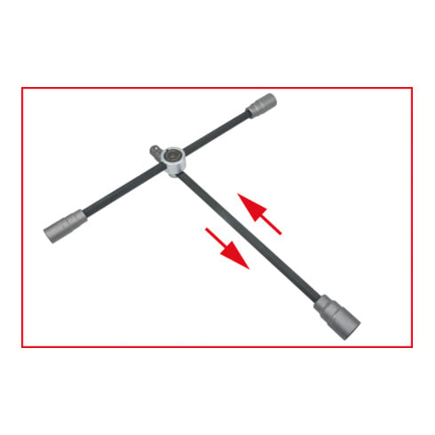 KS Tools Chiave a croce per bulloni ruote auto con snodo, 3/4"x24x27x32mm