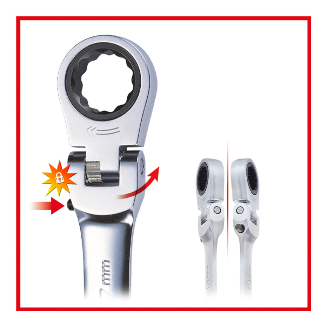 KS Tools Chiave combinata a cricchetto articolatoato KS Tools, con snodo (metrica)