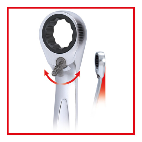 KS Tools Chiave a cricco ad anello con Ring stop GEARplus, reversibile (metrica)