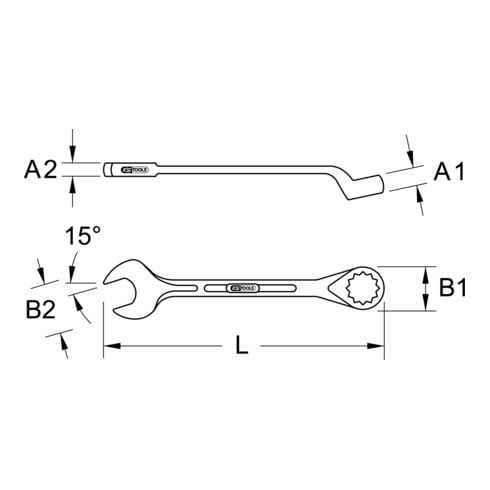 KS Tools Chiave combinata CLASSIC, a gomito, in pollici