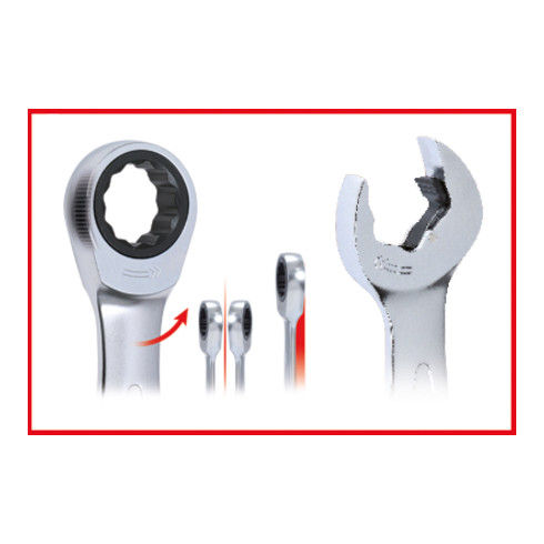 KS Tools Chiave combinata DUO GEARplus, meccanismo a cricco
