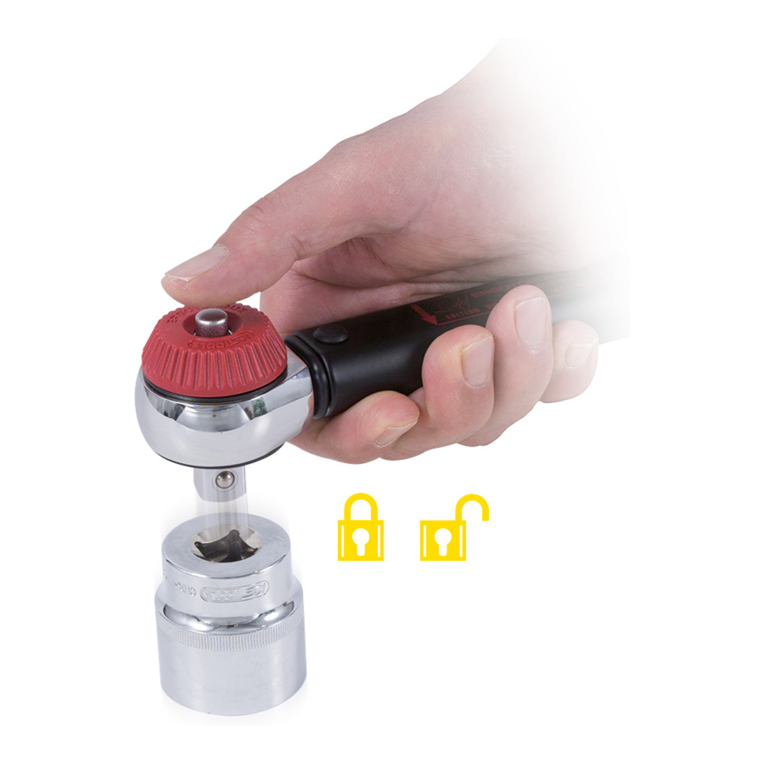 KS Tools Chiave dinamometrica 1/2"; ERGOTORQUE® precision 40-200 Nm con Quick-Lock, testa del cricchetto intercambiabile a manopola
