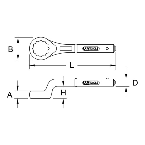 KS Tools Chiave poligonale curva CLASSIC, a gomito, in pollici