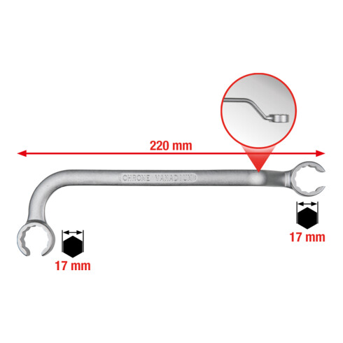 KS Tools Chiave poligonale doppia per linee di iniezione, 17 x 17mm