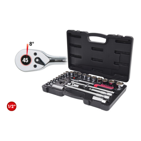 KS Tools Chiavi a bussola 1/2" CHROMEplus, 28pz.