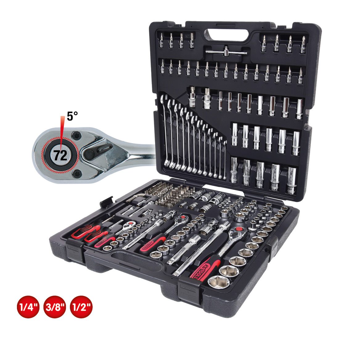 KS Tools Chiavi a bussola CHROMEplus 1/4" + 3/8 "+ 1/2", 216pz.