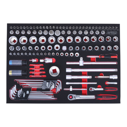 KS Tools Chiavi a bussola SCS 1/4";+1/2", 135pz. in modulo 1/1