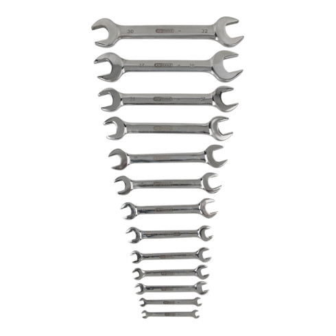 KS Tools Chiavi a forchetta doppie in acciaio inox, 13pz., inclinate