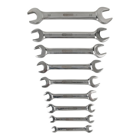 KS Tools Chiavi a forchetta doppie in acciaio inox, 9pz., inclinate