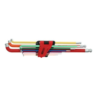 KS Tools Chiavi maschio esagonali con testa sferica piegate, 108°, 9pz.