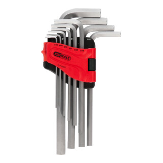 KS Tools Chiavi maschio esagonali piegate, in supporto pieghevole, 10pz., 1/16"-3/8"