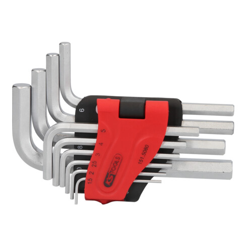KS Tools Chiavi maschio esagonali piegate, in supporto pieghevole, 10pz., 1,5-10mm