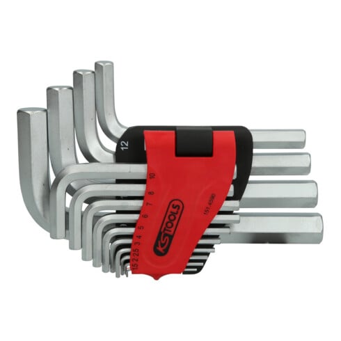 KS Tools Chiavi maschio esagonali piegate, in supporto pieghevole, 14pz., 1,5-19mm